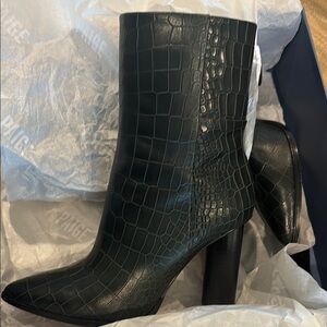 PAIGE Green Croc-Embossed Women's Boots
